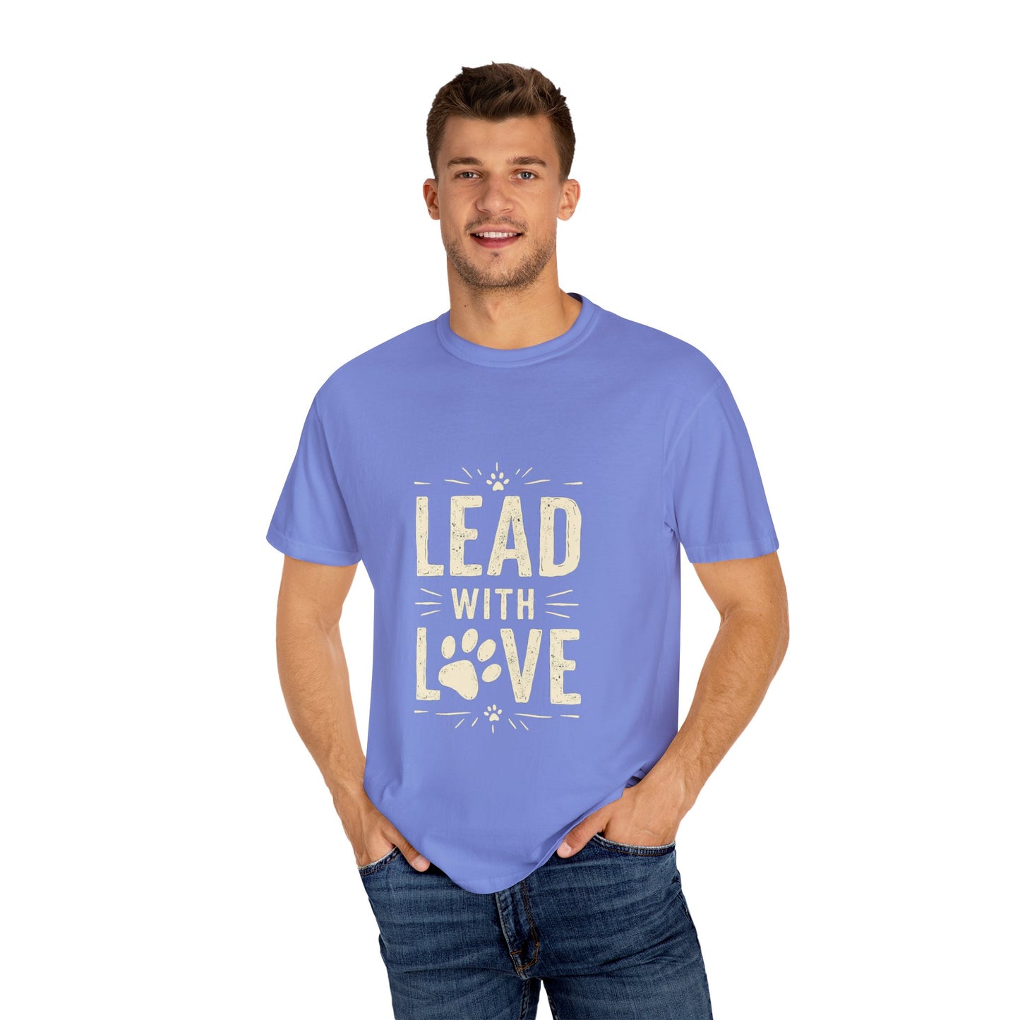 Lead with Love Unisex Garment-Dyed T-shirt