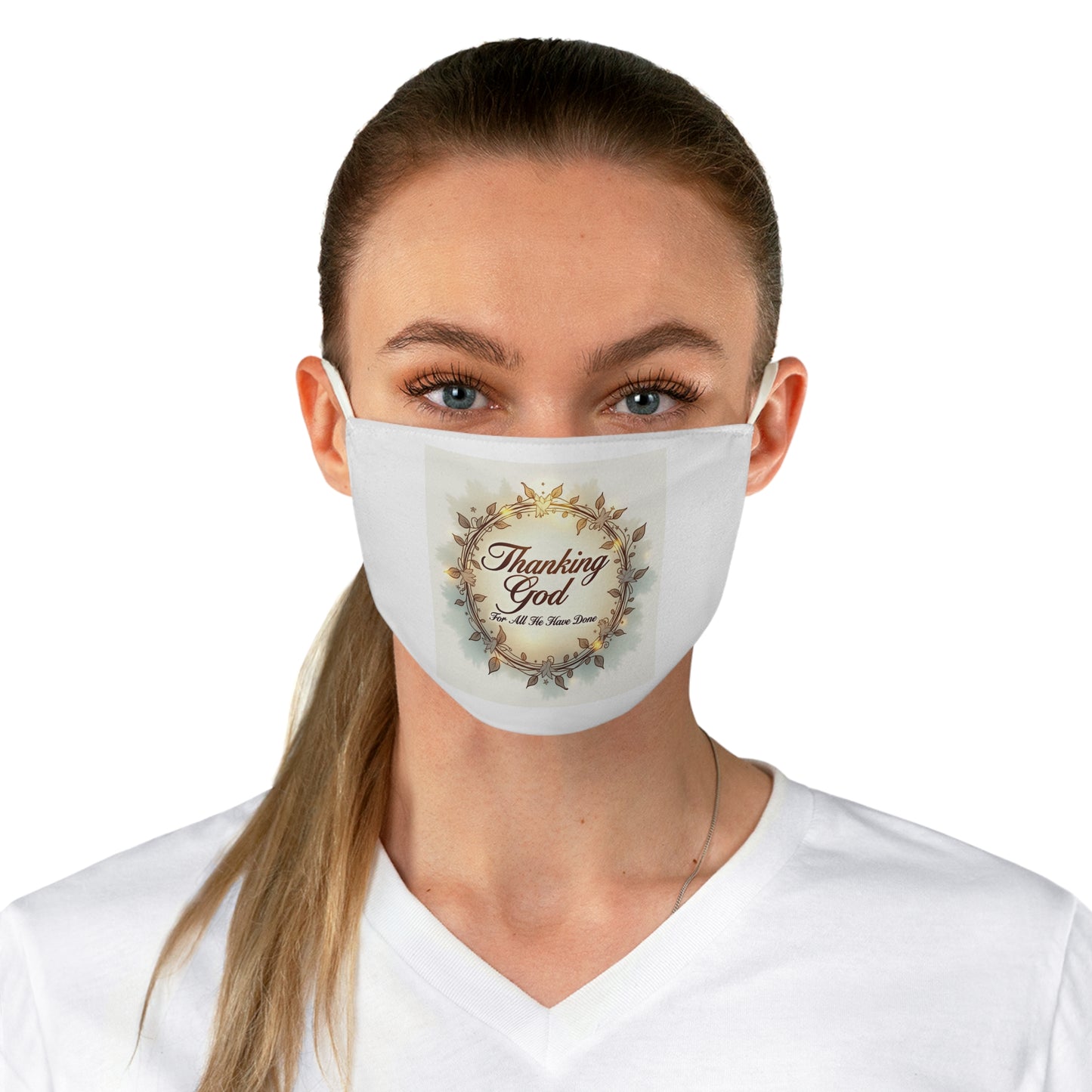 Fabric Face Mask with 'Thanking God' Design