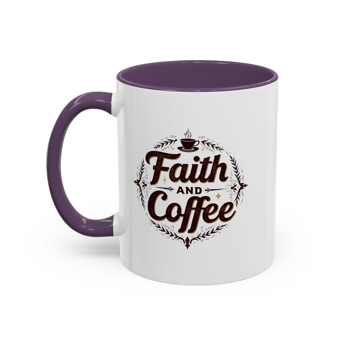 Personalized Accent Coffee Mug "Faith and Coffee"