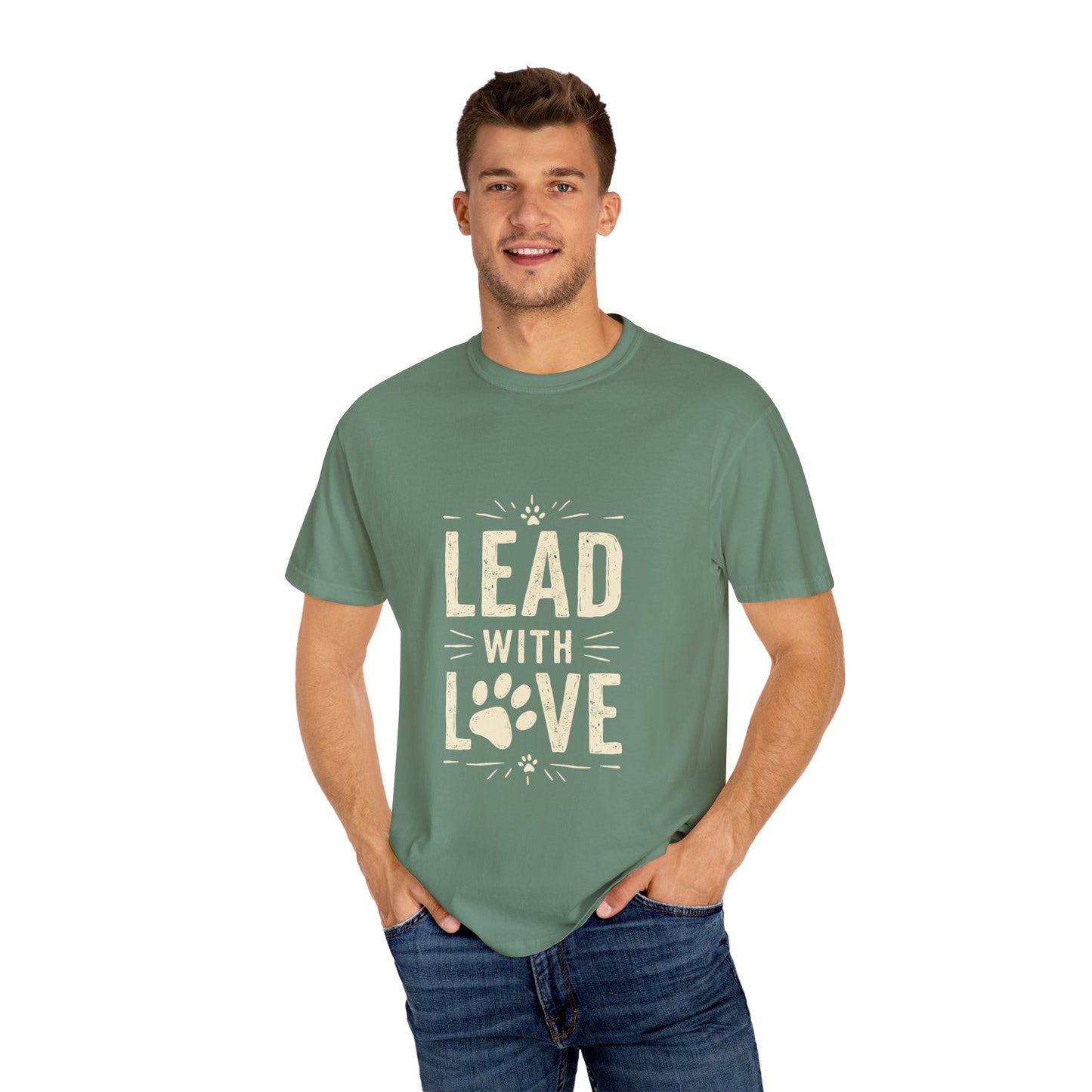 Lead with Love Unisex Garment-Dyed T-shirt