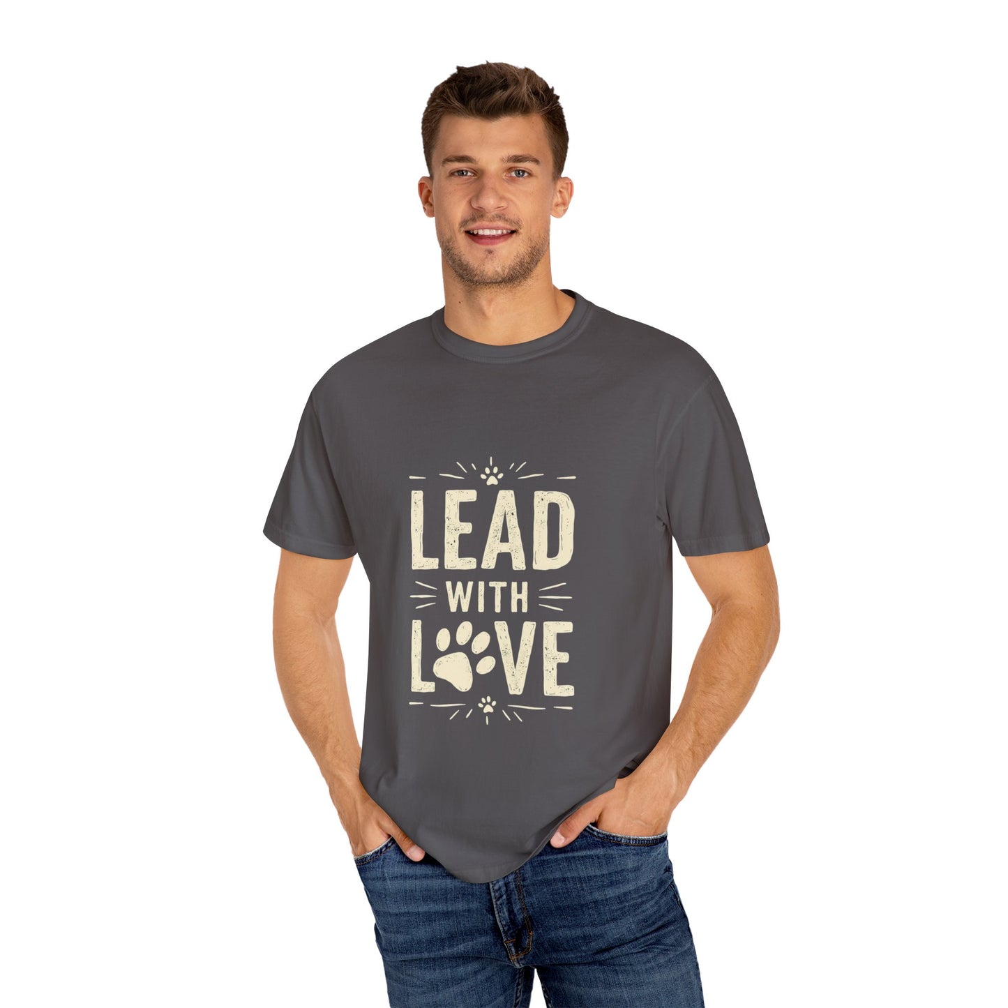 Lead with Love Unisex Garment-Dyed T-shirt