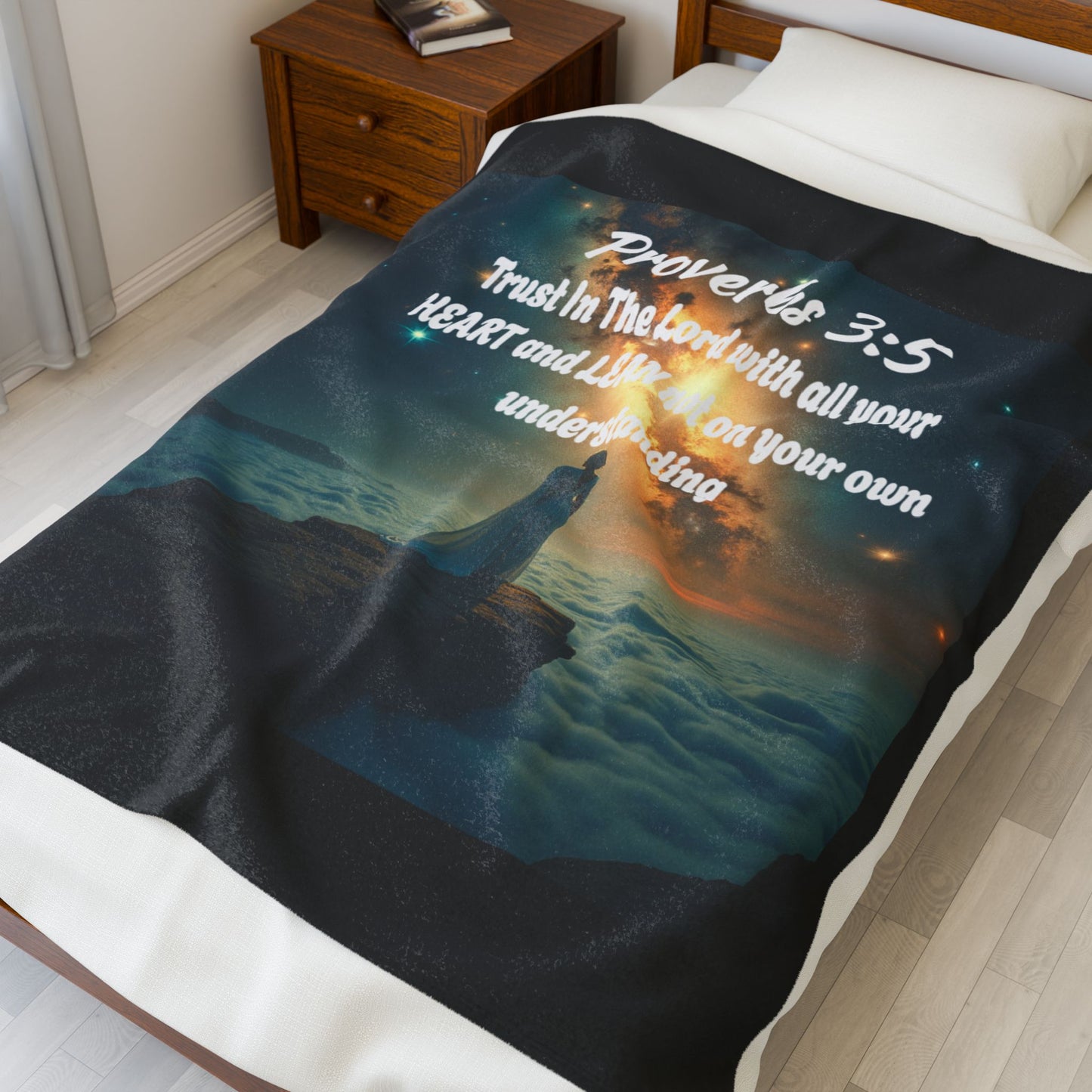 "Proverbs 3:5" Inspirational Velveteen Plush Blanket