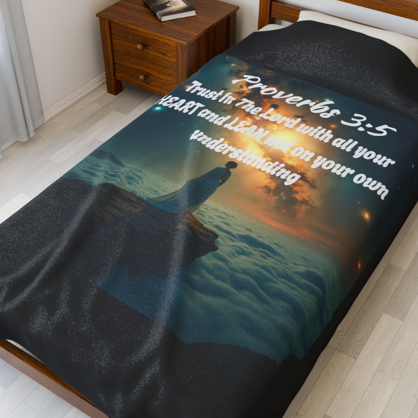 "Proverbs 3:5" Inspirational Velveteen Plush Blanket