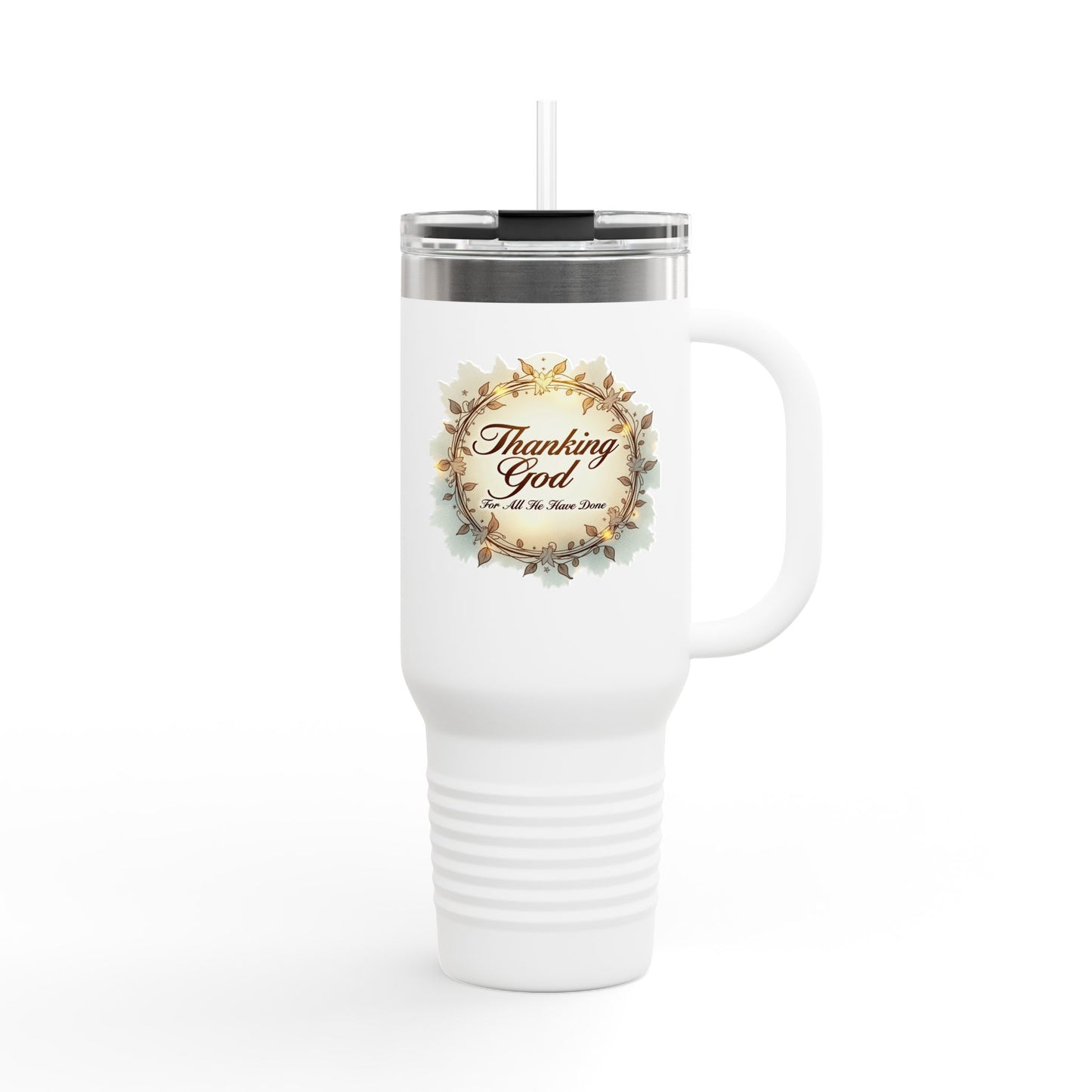 "Thanking God" Gratitude Insulated Travel Mug | 40oz Coffee Cup