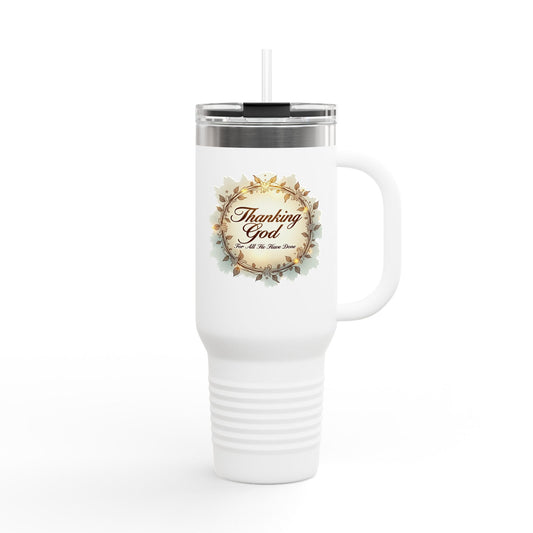 "Thanking God" Gratitude Insulated Travel Mug | 40oz Coffee Cup