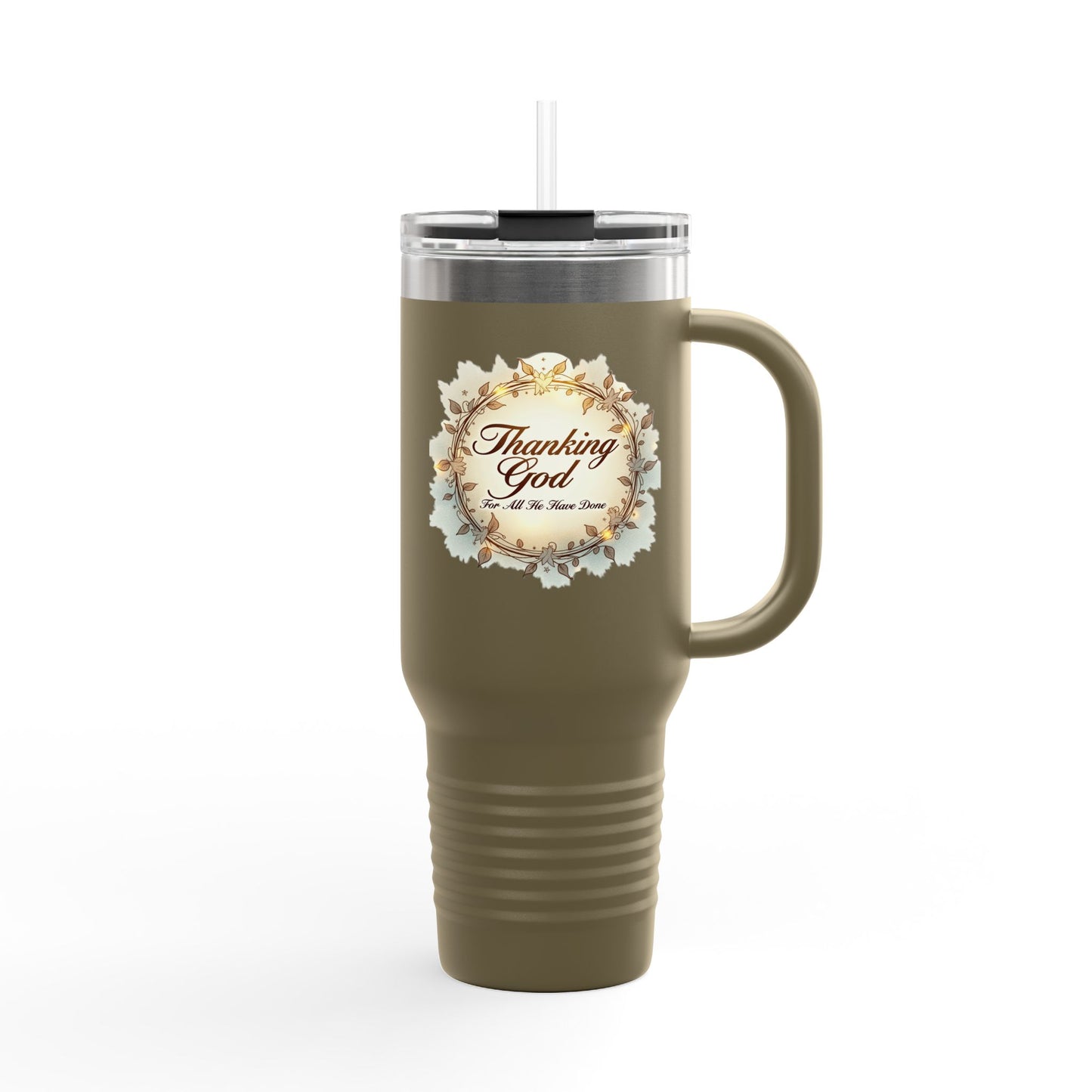 "Thanking God" Gratitude Insulated Travel Mug | 40oz Coffee Cup