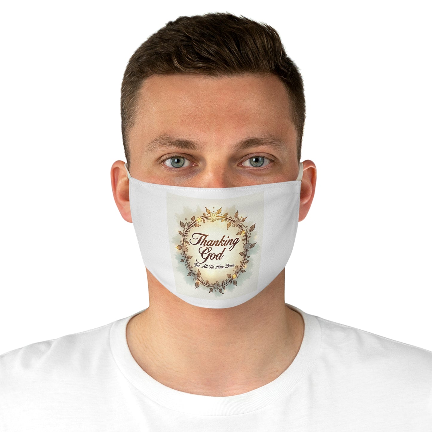 Fabric Face Mask with 'Thanking God' Design