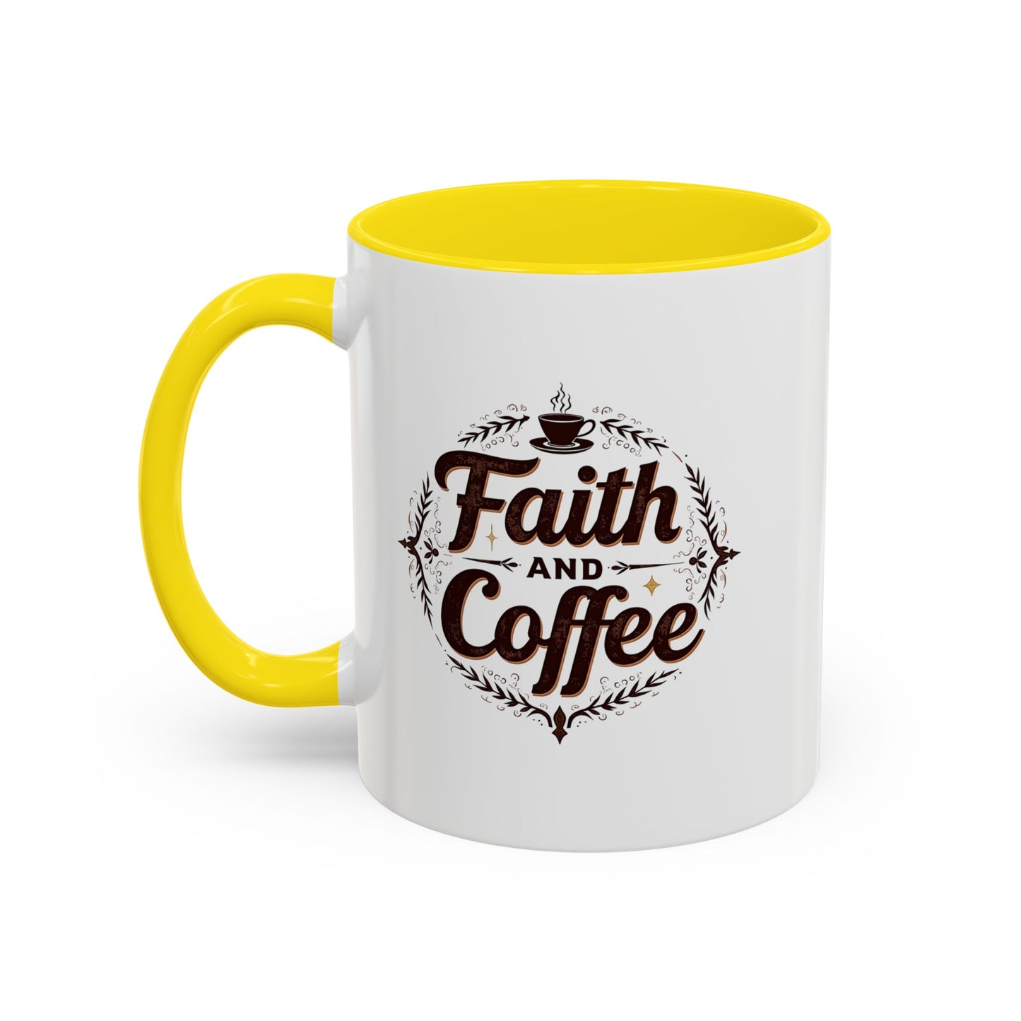 Personalized Accent Coffee Mug "Faith and Coffee"