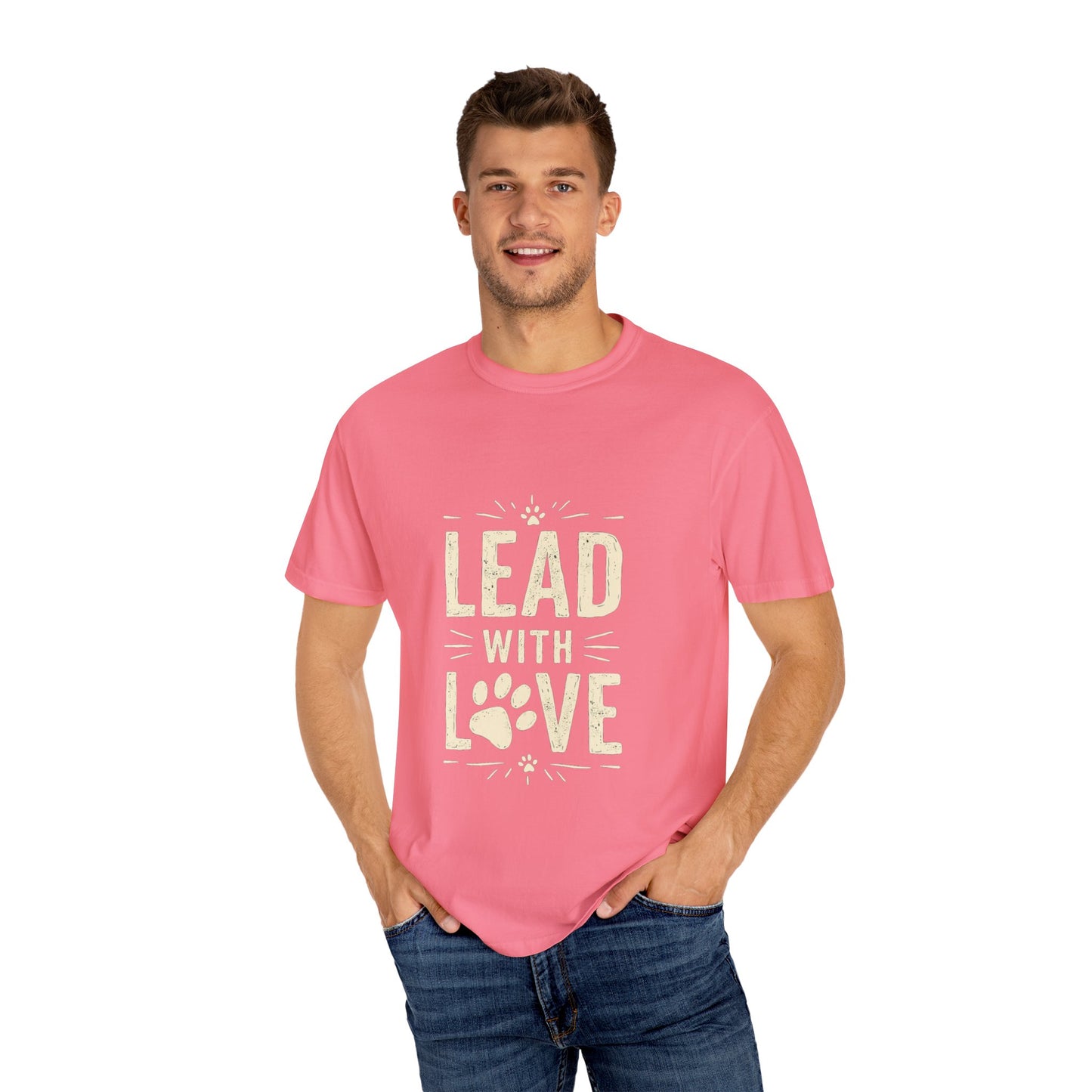 Lead with Love Unisex Garment-Dyed T-shirt